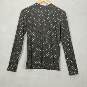 If‎ She Loves Womens M Heart Print Cute Fashion Long Sleeve Casual Mock Neck